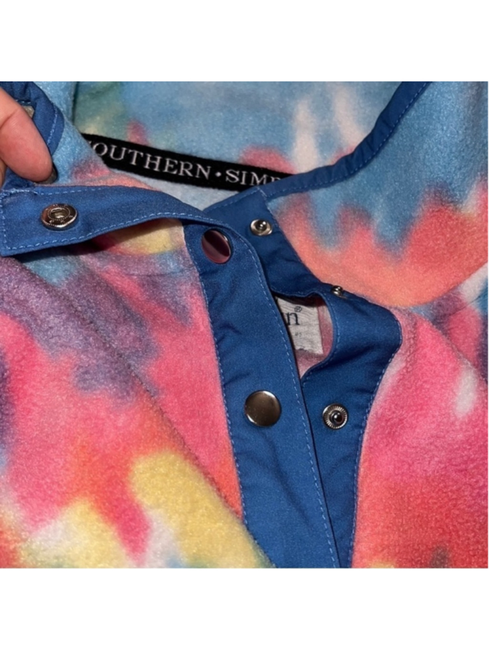 Simply Southern fleece pullover tie dye rainbow lightweight womens size XL EUC - Picture 9 of 12
